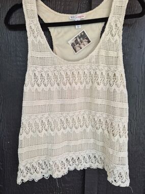 Made For Impulse Cream Crocheted Sleeveless Boho Top
